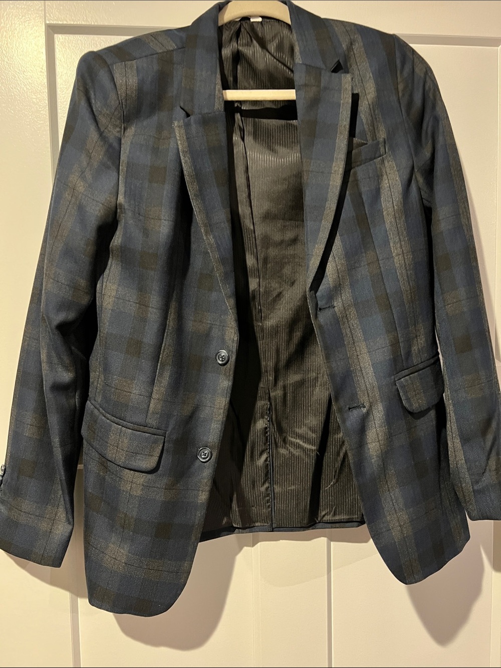Cat & Jack Navy and Black Plaid Kids Blazer